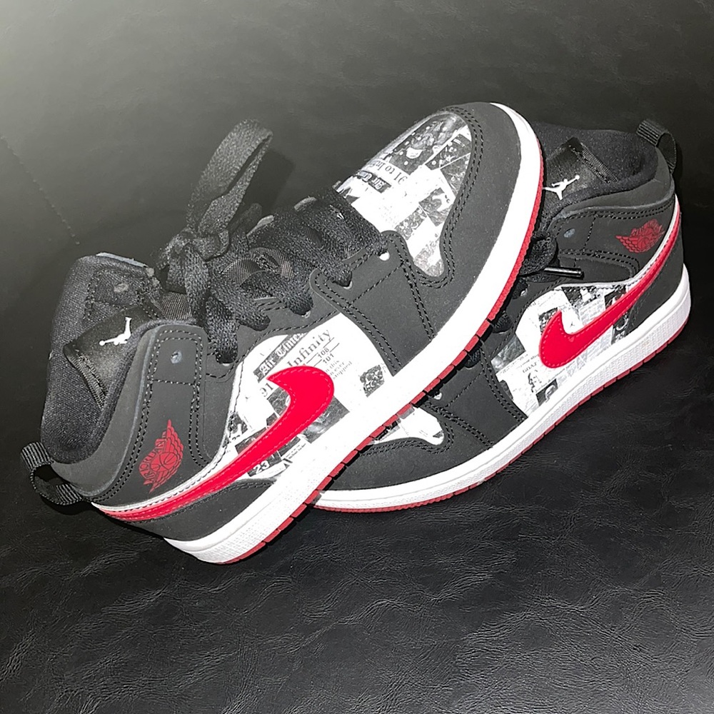 Jordan 1 Mid Newspaper Air Times Kids